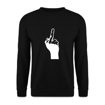 Ich zeige Dir den Mittelfinger - Unisex Pullover - Schwarz - Vorne - Alina (178cm) & Michal (187cm)