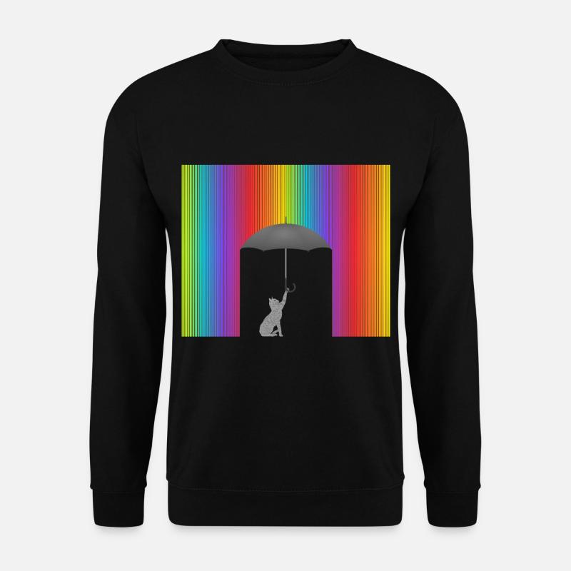 Katze Im Bunten Regen Geschenkidee - Unisex Pullover - Schwarz