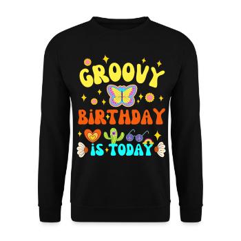 GROOVY BIRTHDAY IS TODAY 70 S - Unisex Sweatshirt - black - Front - Alina (178cm) & Michal (187cm)