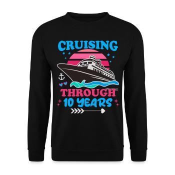 Cruising Through 10 Years Wedding Anniversary - Unisex Sweatshirt - black - Front - Alina (178cm) & Michal (187cm)