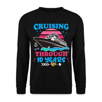 Cruising Through 10 Years Wedding Anniversary - Unisex Sweatshirt - black - Front - Alina (178cm) & Michal (187cm)