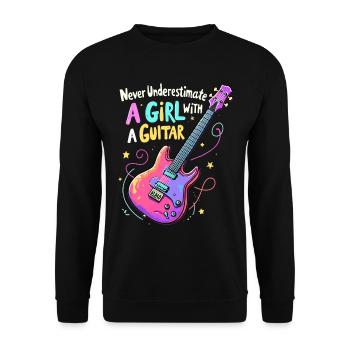 Fille avec la puissance de la guitare - Sweat-shirt Unisexe - noir - Devant - Alina (178cm) & Michal (187cm)