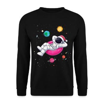 Un astronaute de Noël détendu dans l’espace - Sweat-shirt Unisexe - noir - Devant - Alina (178cm) & Michal (187cm)