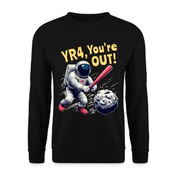 R4 Asteroid 2032 - Weltraum Verteidigung - Unisex Pullover - Schwarz - Vorne - Alina (178cm) & Michal (187cm)