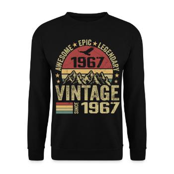 Vintage 1967 Cadeau Anniversaire 1967 - Né en 1967 - Sweat-shirt Unisexe - noir - Devant - Alina (178cm) & Michal (187cm)