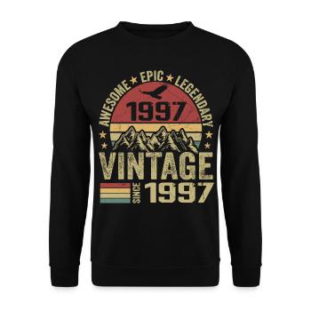 Vintage 1997 Birthday Gift 1997 - Born in 1997 - Unisex Sweatshirt - black - Front - Alina (178cm) & Michal (187cm)