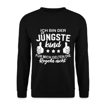 Ich bin das jüngste Kind keine Regeln Shirt - Unisex Pullover - Schwarz - Vorne - Alina (178cm) & Michal (187cm)