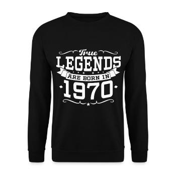 Geburtsjahr 1970 50. Geburtstag Legende 50 Jahre - Unisex Pullover - Schwarz - Vorne - Alina (178cm) & Michal (187cm)