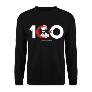 Atatürk Cumhuriyet Signature Mustafa Kemal - Unisex Sweatshirt - black - Front - Alina (178cm) & Michal (187cm)