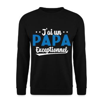 Fête des Pères - J'ai Un Papa Exceptionnel - Sweat-shirt Unisexe - noir - Devant - Alina (178cm) & Michal (187cm)
