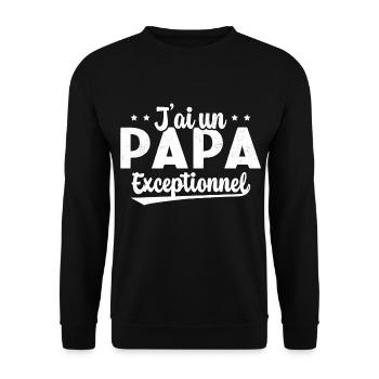 Fête des Pères - J'ai Un Papa Exceptionnel - Sweat-shirt Unisexe - noir - Devant - Alina (178cm) & Michal (187cm)