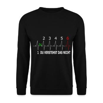 Du verstehst das nicht - Motorrad Herzschlag 1- 6 - Unisex Pullover - Schwarz - Vorne - Alina (178cm) & Michal (187cm)