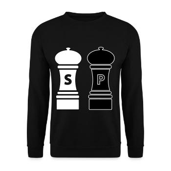 Kochen Geschenkidee Salz und Pfeffer Streuer - Unisex Pullover - Schwarz - Vorne - Alina (178cm) & Michal (187cm)
