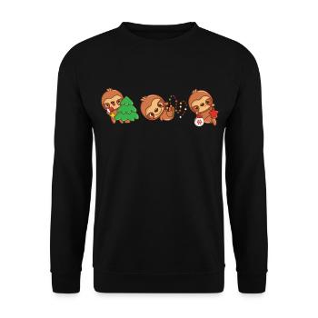 Lustige Faultier-Weihnachten. Xmas Slothy - Unisex Pullover - Schwarz - Vorne - Alina (178cm) & Michal (187cm)