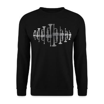 Trompeten Design Instrumente Musik - Unisex Pullover - Schwarz - Vorne - Alina (178cm) & Michal (187cm)