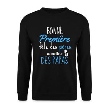 Fête des pères. Bonne fête des pères - Sweat-shirt Unisexe - noir - Devant - Alina (178cm) & Michal (187cm)
