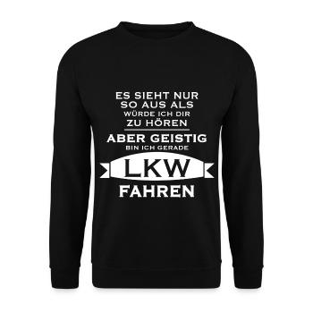 LKW fahren Geschenk T Shirt - Unisex Pullover - Schwarz - Vorne - Alina (178cm) & Michal (187cm)