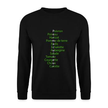 Liste de légumes Permaculture | Potager Bio - Sweat-shirt Unisexe - noir - Devant - Alina (178cm) & Michal (187cm)