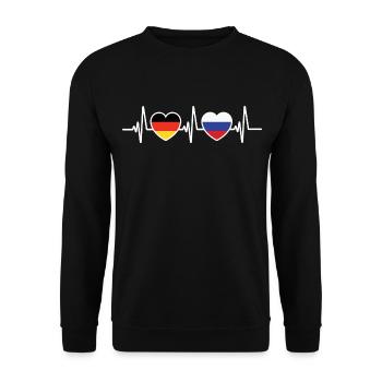 Deutschland Russland Russisch Flaggen Flagge - Unisex Pullover - Schwarz - Vorne - Alina (178cm) & Michal (187cm)