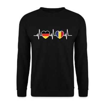 Germany and Romania Romanian flags - Unisex Sweatshirt - black - Front - Alina (178cm) & Michal (187cm)