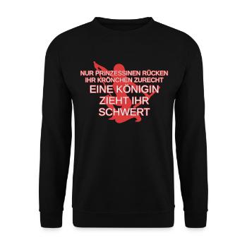 Schert Kämpferin Kriegerin Amazone - Unisex Pullover - Schwarz - Vorne - Alina (178cm) & Michal (187cm)