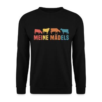 meine mädels Kühe - Unisex Pullover - Schwarz - Vorne - Alina (178cm) & Michal (187cm)