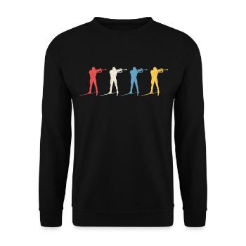 Biathlon Retro T-Shirt for Biathletes - Unisex Sweatshirt - black - Front - Alina (178cm) & Michal (187cm)