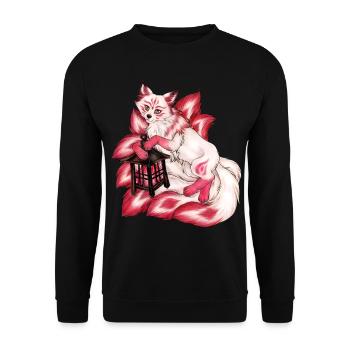 Kitsune Fuchs Fuchsgeist Inari Japan Mythologie - Unisex Pullover - Schwarz - Vorne - Alina (178cm) & Michal (187cm)