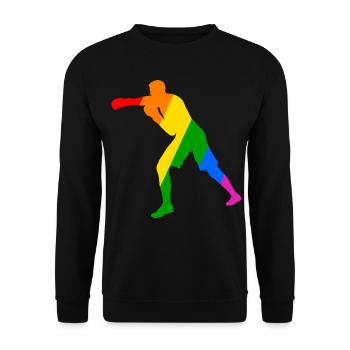 Boxer im Regenbogen - Unisex Pullover - Schwarz - Vorne - Alina (178cm) & Michal (187cm)