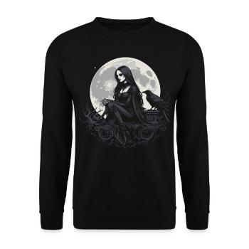 gothic girl and ravens over the moon - Unisex Sweatshirt - black - Front - Alina (178cm) & Michal (187cm)