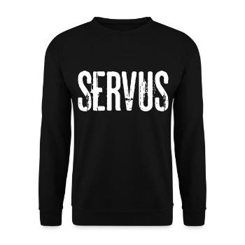 Servus Moin Hello Welcome Funny Fun Gift - Unisex Sweatshirt - black - Front - Alina (178cm) & Michal (187cm)
