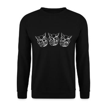 eulen weiß drei - Unisex Pullover - Schwarz - Vorne - Alina (178cm) & Michal (187cm)