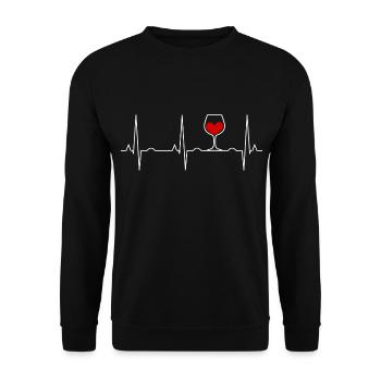 Heartbeat Wein Herzfrequenz Weinfest Wine Vino Fun - Unisex Pullover - Schwarz - Vorne - Alina (178cm) & Michal (187cm)