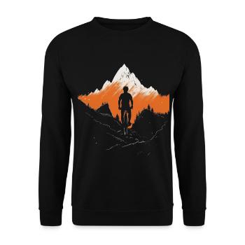 Randonnées en VTT à travers les montagnes - orange - Sweat-shirt Unisexe - noir - Devant - Alina (178cm) & Michal (187cm)
