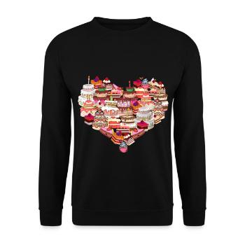Cake Heart Cake Baking Bakery Gift Idea - Unisex Sweatshirt - black - Front - Alina (178cm) & Michal (187cm)