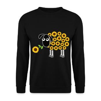 Schaf mit Blume - Lamm Sonnenblume Liebhaber - Unisex Pullover - Schwarz - Vorne - Alina (178cm) & Michal (187cm)