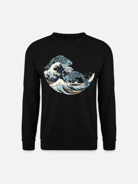 Koi Fische Wasser Japan Welle Geschenk - Unisex Pullover - Schwarz