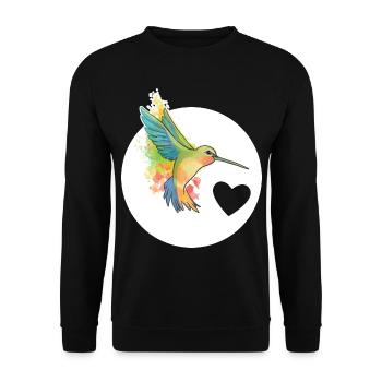 Hummingbird Colibri with heart spring design - Unisex Sweatshirt - black - Front - Alina (178cm) & Michal (187cm)