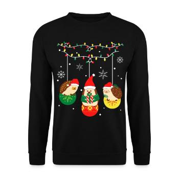 Hedgehog Christmas - Unisex Sweatshirt - black - Front - Alina (178cm) & Michal (187cm)