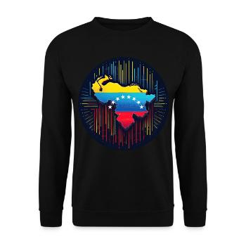 Neon Venezuela Karte - Unisex Pullover - Schwarz - Vorne - Alina (178cm) & Michal (187cm)