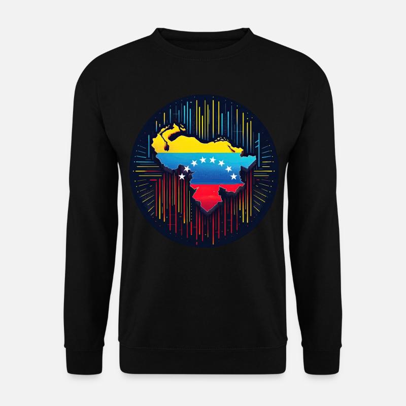 Neon Venezuela Karte - Unisex Pullover - Schwarz