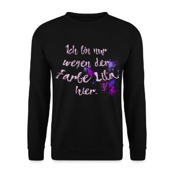 Farbe Lila – Spruch lustig Humor Art Geburtstag - Unisex Pullover - Schwarz - Vorne - Alina (178cm) & Michal (187cm)
