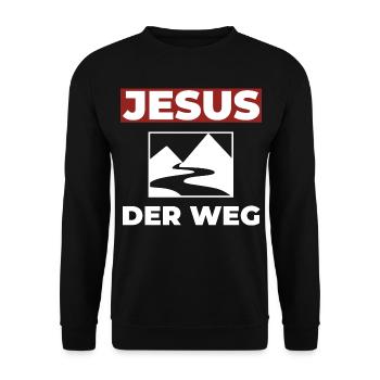 Jesus Christus ist der Weg - Christliches Shirt - Unisex Pullover - Schwarz - Vorne - Alina (178cm) & Michal (187cm)