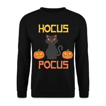 Citrouille de chat d’Halloween - Sweat-shirt Unisexe - noir - Devant - Alina (178cm) & Michal (187cm)