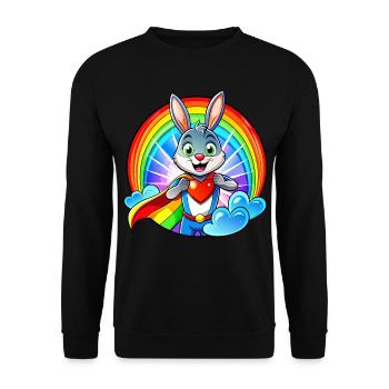 Superhero Bunny - Unisex Sweatshirt - black - Front - Alina (178cm) & Michal (187cm)