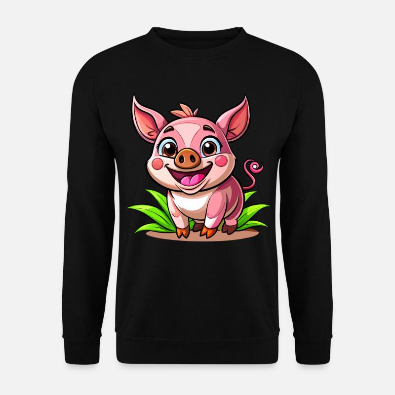 Fröhliches Schweinchen - Unisex Pullover - Schwarz