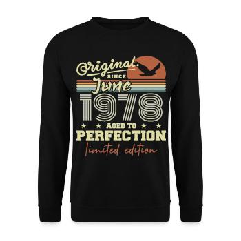 Born in June 1978, June 1978, Born June 1978 June 1978 - Unisex Sweatshirt - black - Front - Alina (178cm) & Michal (187cm)
