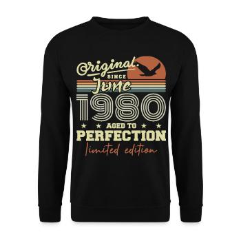 Born in June 1980, June 1980, Born June 1980 June 1980 - Unisex Sweatshirt - black - Front - Alina (178cm) & Michal (187cm)