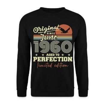 Born in June 1960, June 1960, Born June 1960 June 1960 - Unisex Sweatshirt - black - Front - Alina (178cm) & Michal (187cm)