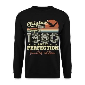 August 1980 Birthday August 1980 Vintage August 1980 - Unisex Sweatshirt - black - Front - Alina (178cm) & Michal (187cm)